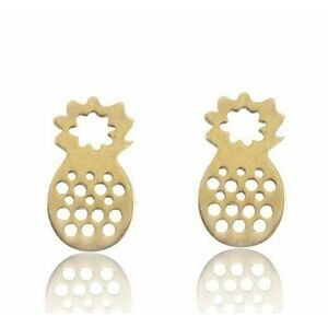Gold Tone Pineapple Cutout Stud Earrings Alloy Tropical Fruit Summer Jewelry